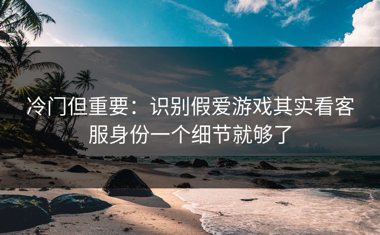 冷门但重要:识别假爱游戏其实看客服身份一个细节就够了