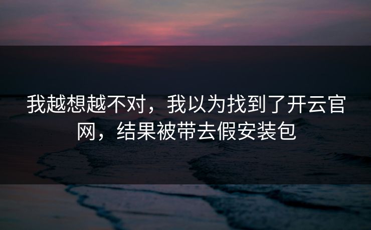 我越想越不对,我以为找到了开云官网,结果被带去假安装包