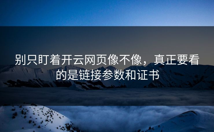 别只盯着开云网页像不像，真正要看的是链接参数和证书
