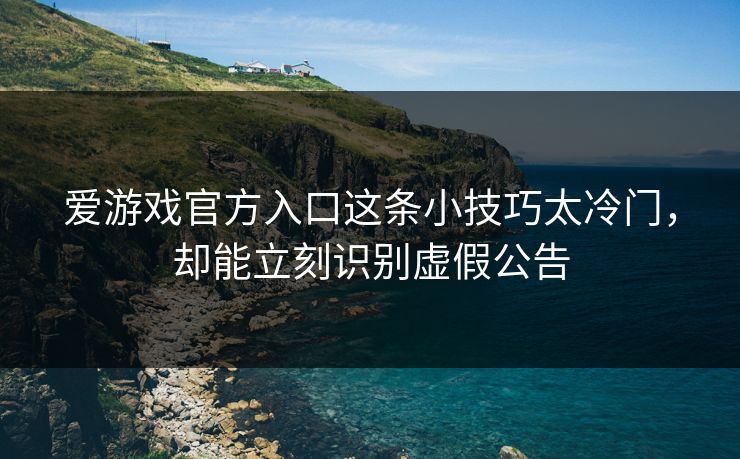 爱游戏官方入口这条小技巧太冷门，却能立刻识别虚假公告